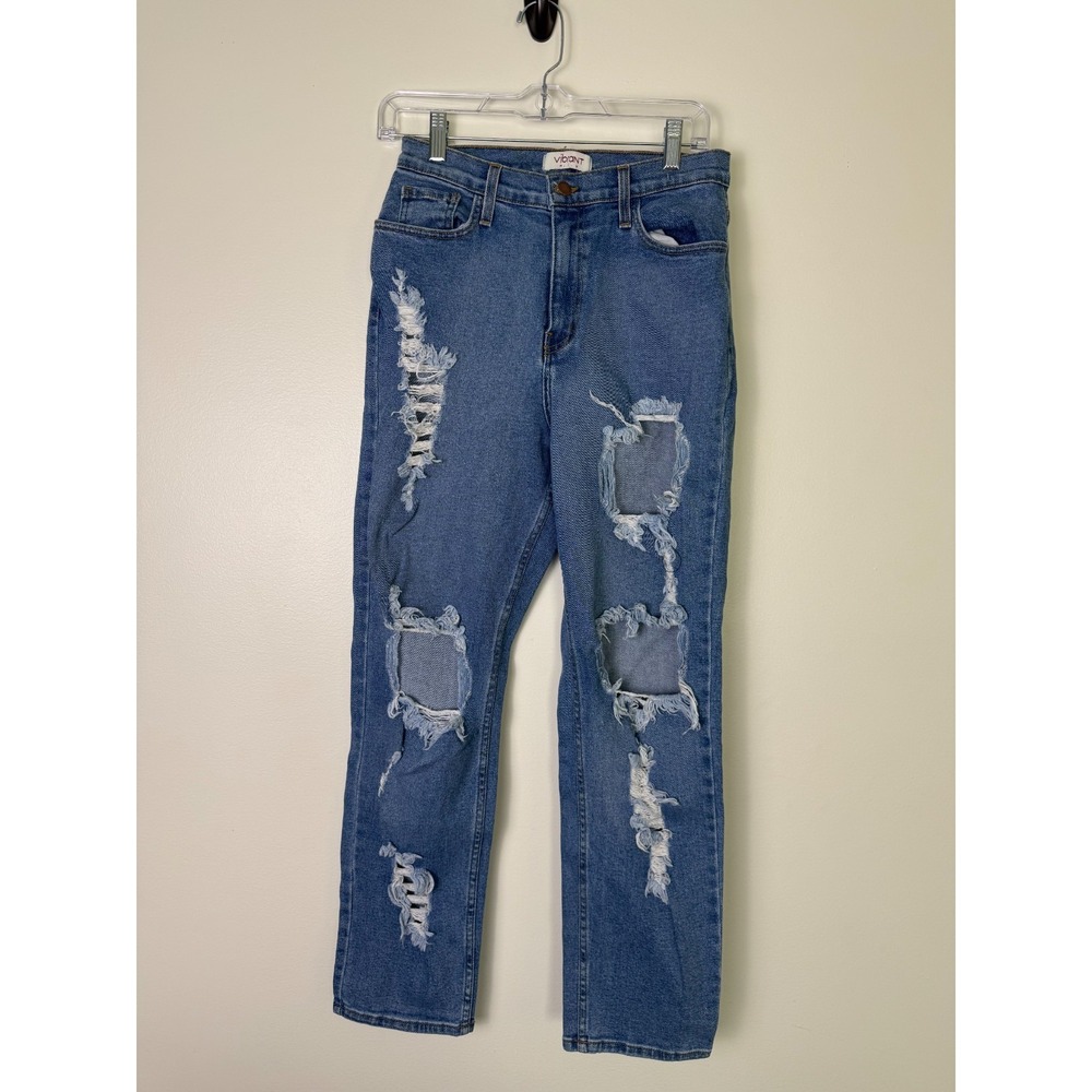 Vibrant MIU Distressed Jeans Medium Wash Womens 11 (W29) Blue